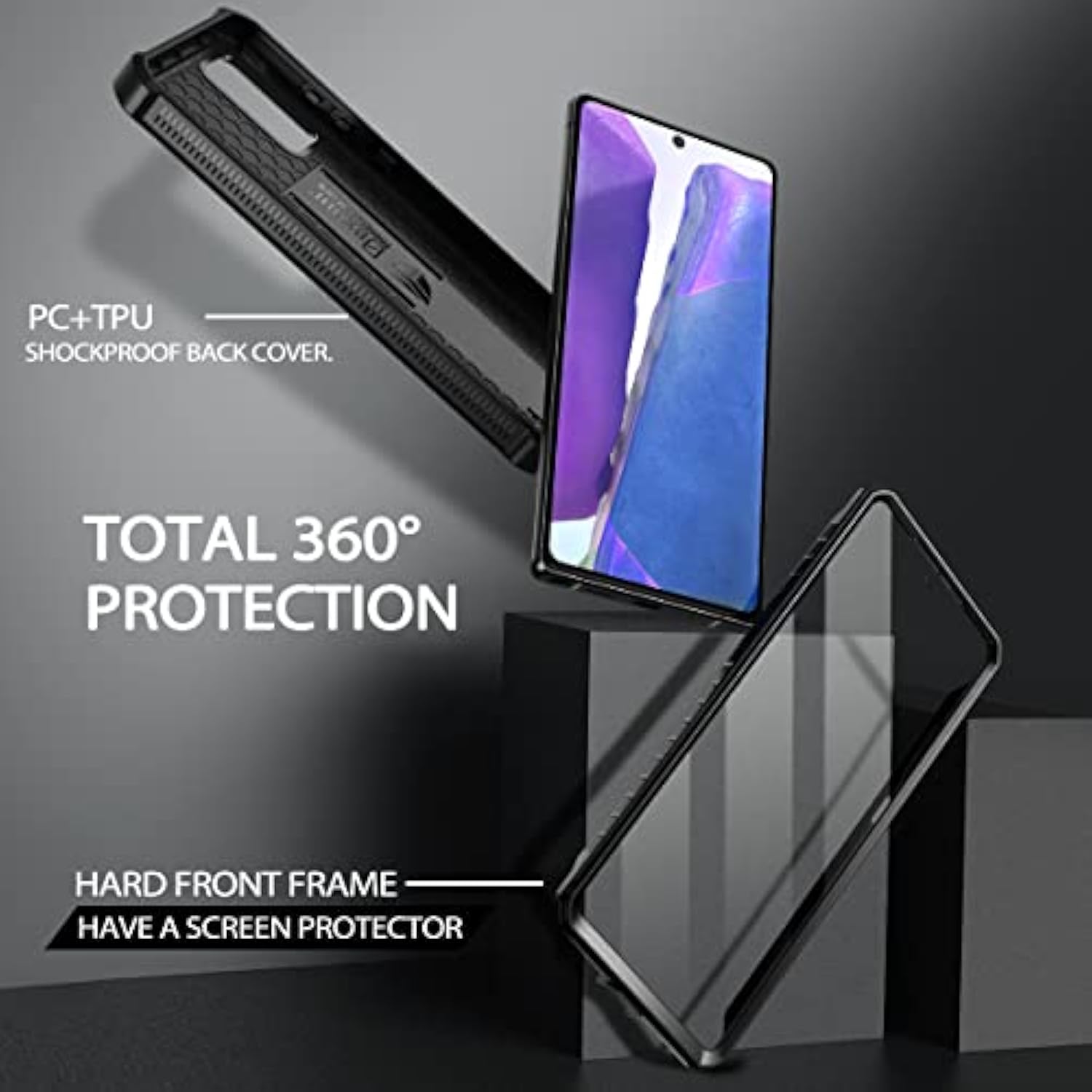 For Samsung Galaxy Note 20 5G Case, [Built In Screen Protector And Kickstand] Heavy Duty Military Grade Protection Shockproof Protective Cover For Samsung Galaxy Note 20 Black