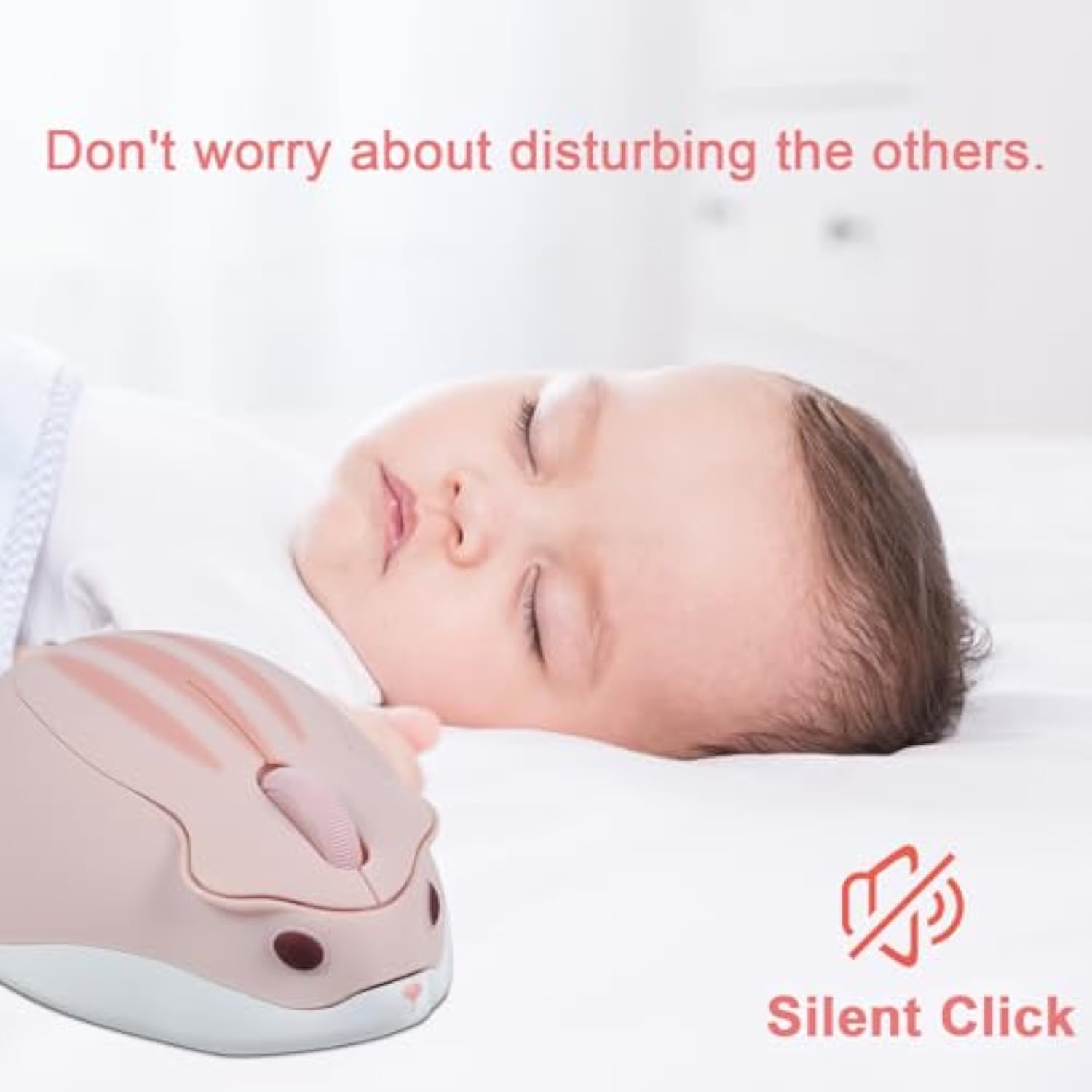 Wireless Bluetooth Mouse Cute Cartoon Animal Hamster Shape Mouse Silent Portable Optical 1200 Dpi Ergonomic Cordless Computer Mice With No Usb Receiver For Pc Laptop Tablet Mac Ipad Girl Gift(Pink)