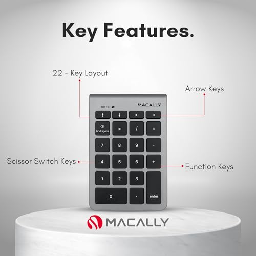 Bluetooth Number Pad For Laptop - Wireless Numeric Keypad - 22 Key Numeric Keypad For Data Entry, Numpad Compatible With Macbook, Ipad, Iphone, Ios, Laptop, Pc, Android