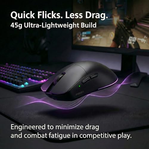 9718 Wireless Gaming Mouse, 45G Ultra-Lightweight, Built For Fast, Precise Competitive Play, 8K Polling, Paw3950 Sensor, Up To 30,000 Dpi, Tri-Mode, Rechargeable