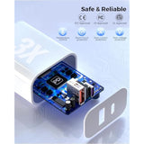 Apple 16E Block Fast Charging Adapter, 3Pack Dual Port Usb C Wall Charger Plug Fast Charge Block Adapter + Usb A Quick Charging Brick Plug For Apple Iphone 16/16 Pro/15/15 Pro/Pro Max/14/13/12/11/Ipad