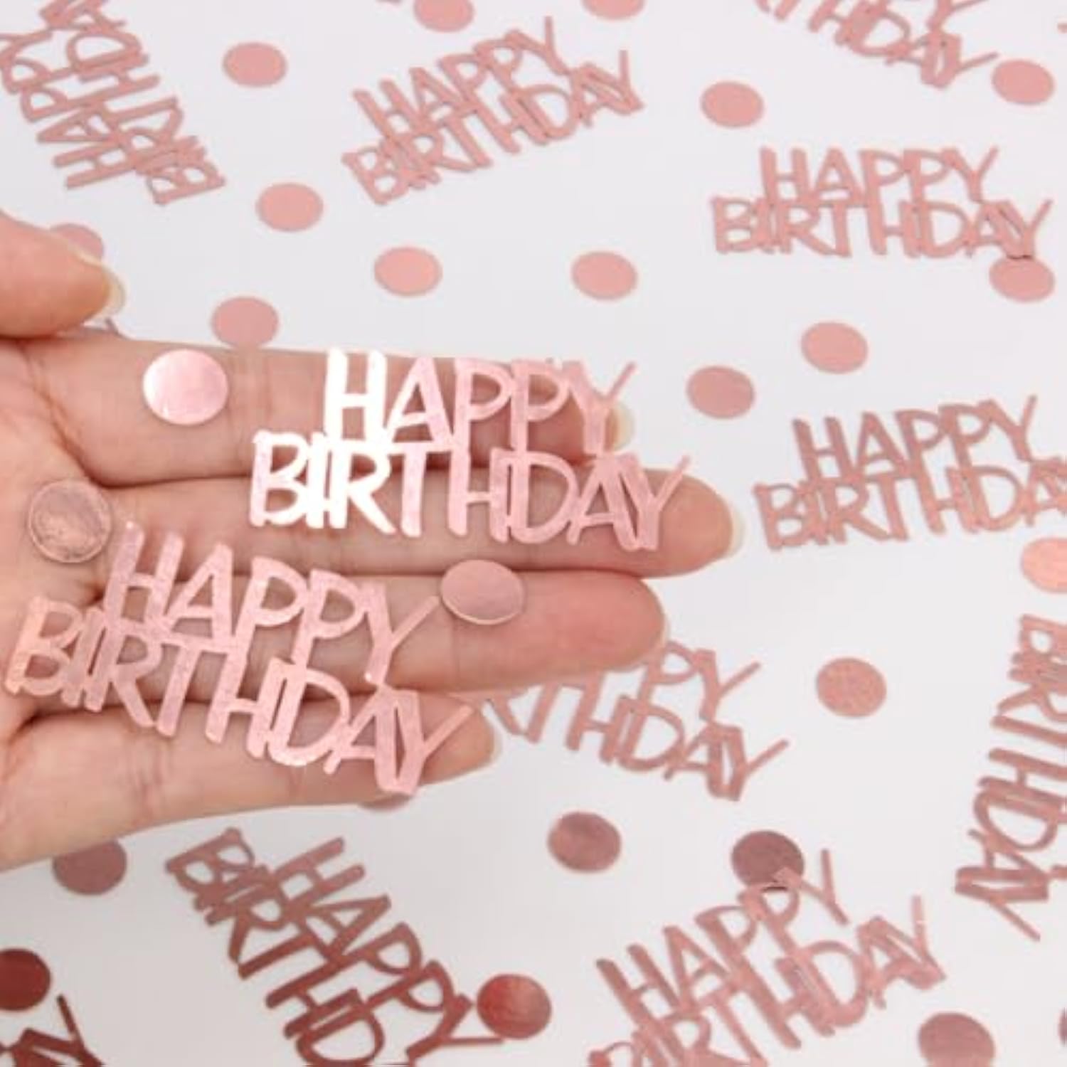 270pcs Rose Gold Birthday Confetti — Glitter Table Decorations
