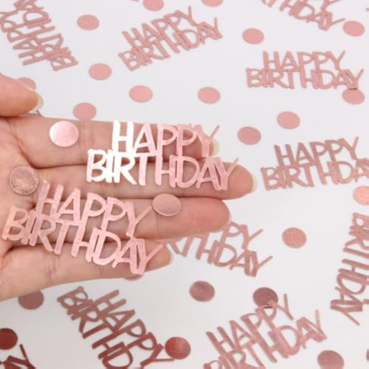 270pcs Rose Gold Birthday Confetti — Glitter Table Decorations