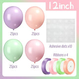 100 Pack Easter Decorations Pastel Balloons 12 Inch Macaron Balloons With Satin Ribbon Round Rainbow Latex Balloon For Easter Birthday Spring Wedding Bridal Shower Ceiling Party Decorations