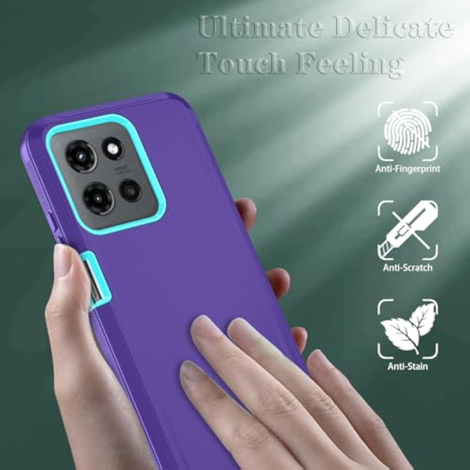 Phone Case For Motorola Moto G 2025/Moto G Play 5G 2025 Case With Hd Screen Protector, Heavy Duty Shockproof & Dropproof 3-Layer Cover Phone Case,Purpleskyblue