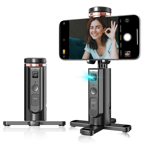 Auto-Tracking Phone Tripod, 360° Rotation Auto Face Tracking Tripod with Gesture & Remote Control, Cell Phone Tripod Stand for Recording, Universal
