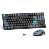 B33 Wireless Keyboard & Bm25 Mouse Combo, 2.4 Ghz/Bluetooth 5.2/Wired, 80% Tkl Silent Portable Ergonomic Keyboard Adjustable Dpi Mouse, Unifying Receiver For Macos Windows Linux