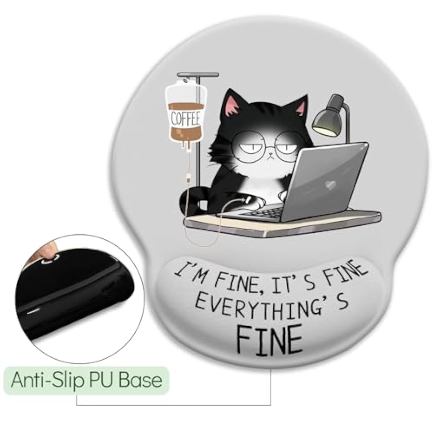 Cat Ergonomic Mouse Pad With Wrist Rest, Gaming Mouse Pad With Wrist Support, Funny Mouse Pads For Desk, Computer Mousepad With Nonslip Pain Relief Pu Base, Cute Office Desk Accessories