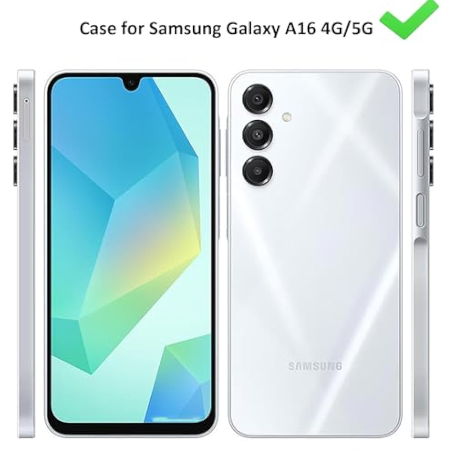 For Samsung Galaxy A16 5G/4G Case: Cute Flowers Floral Design For Girls Women Slim Soft Tpu Bumper Shockproof Silicone Cell Phone Cover (Mint Green/Magnolia)