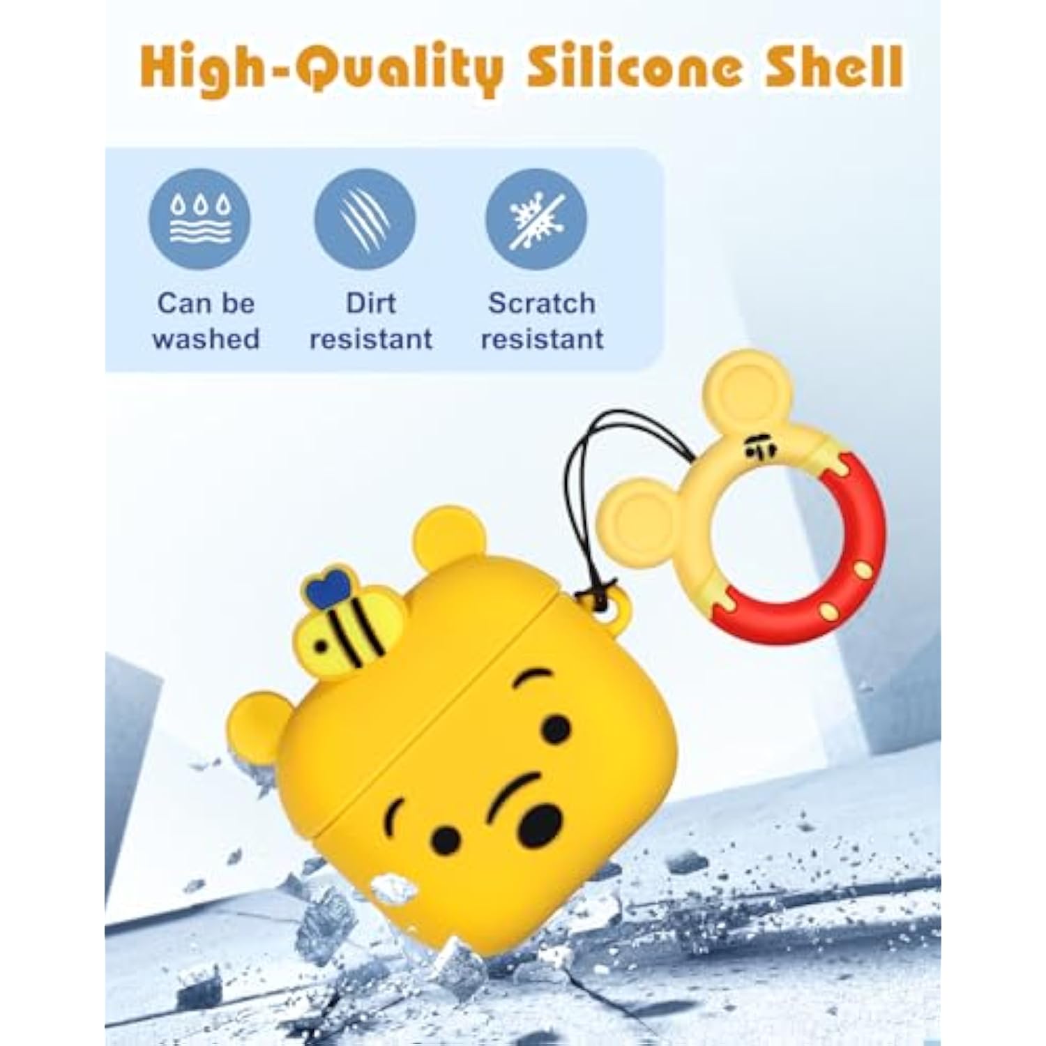 Boaretiu For Airpods 4Th Case - With Keychain For Airpods 4Th Generation Case (2024) Yellow Bear Cute Kawaii Funny 3D Soft Silicone Fun Cool For Girls Women Teens For Air Pods 4 Cover