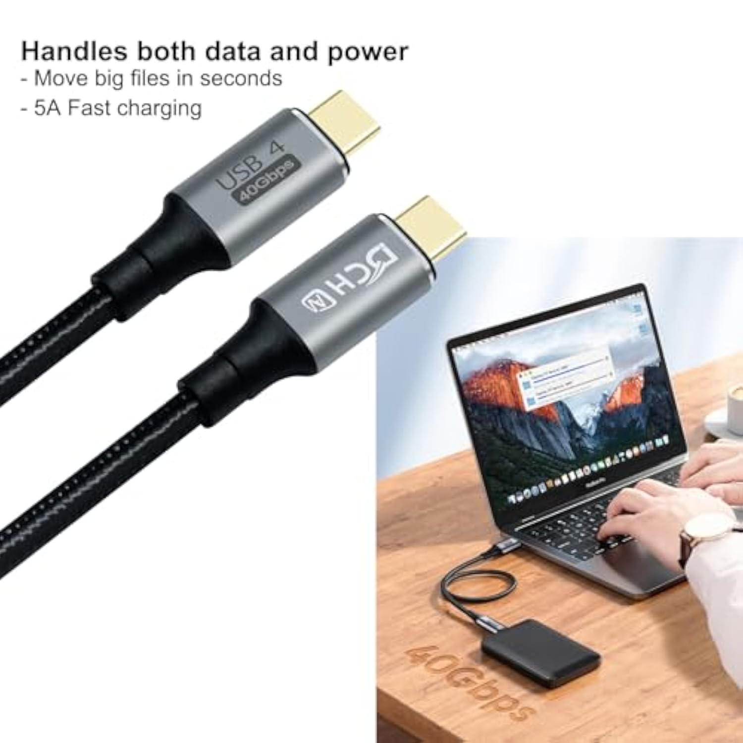 4Ft Usb 4 Cable Usb C To Usb C 8K Hd Display Video 40 Gbps Data Transfer 100W