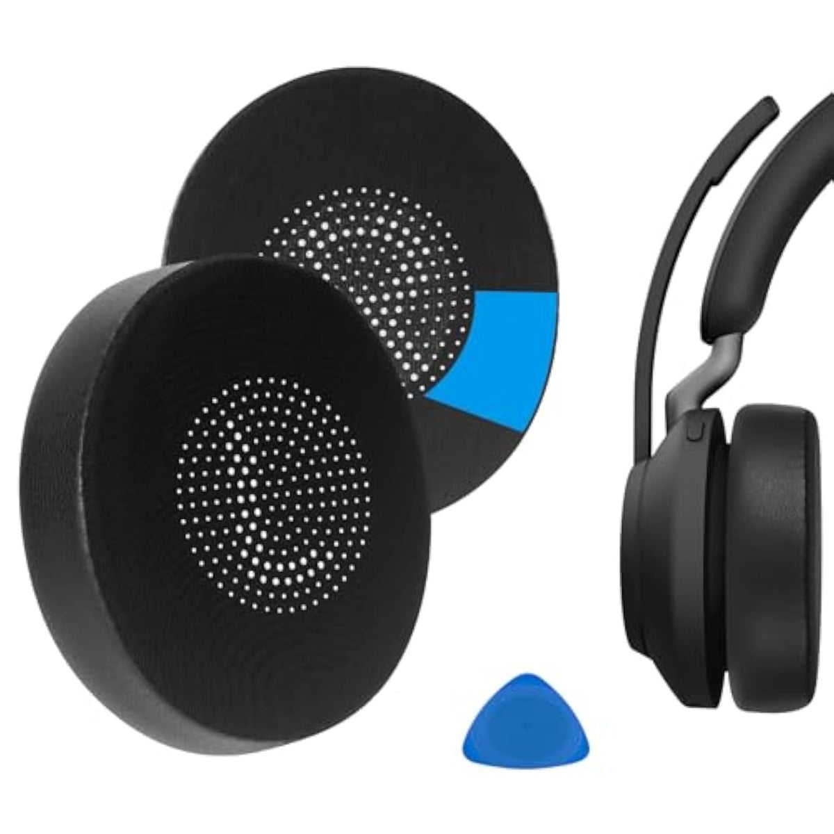 Geekria Sport Cooling-Gel Replacement Ear Pads for Jabra Evolve2 65 UC, Evolve2 65 MS, Evolve2 40 UC, Evolve2 40 MS, Elite 45h Headphones, Repair Parts (Black)