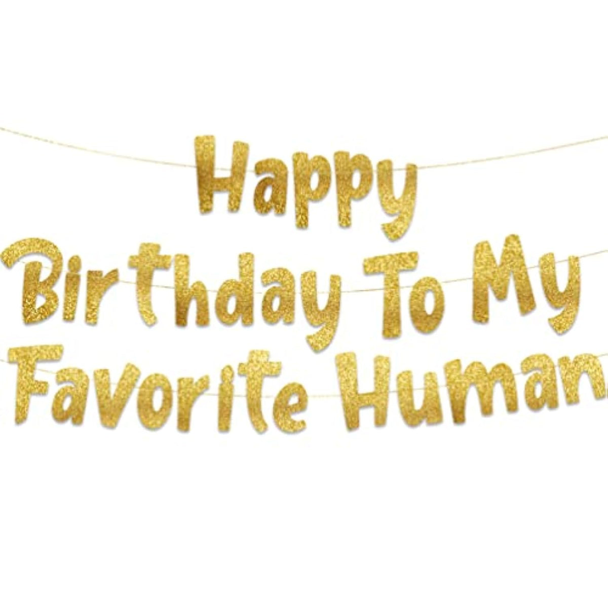 Happy Birthday To My Favorite Human - Funny Birthday Gold Glitter Banner – Birthday Party Supplies, Ideas, Gifts And Decorations