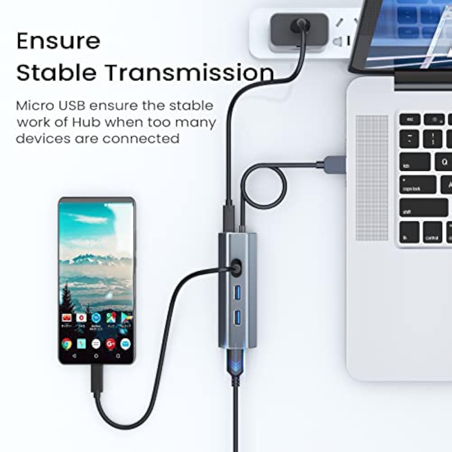 Usb 3.0 Hub 4-Port Usb A Splitter Ultra-Slim Usb Data Hub Portable Usb Port Ex