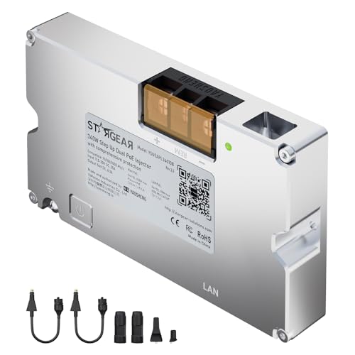 Starlink 340W Double Poe Injector Converter + Starlink Cable To Rj45 Coupler Kits For Starlink Flat High Performance, 12V/24V Power Solution, Reliable And Easy Setup