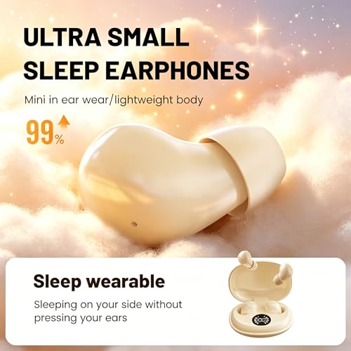 Invisible Mini Sleep Earbuds,Ultra-Light Comfort Fit Sleep Headphones for Side Sleepers,Mini Noise Blocking Sleep Earphones,Bluetooth 6.0 Wireless