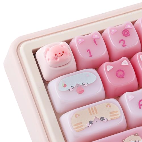Artisan Esc Keycaps, Cute Pink Bear Keycaps, Resin Handmade Mechanical Keyboard Diy Personalized Custom Keycap, Single 1U Replace Key For Esc Key Mechanical Keyboard