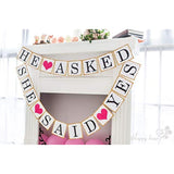 Engagement Party Decorations Engaged Bunting Banners With Gold Edge He Asked She Said Yes