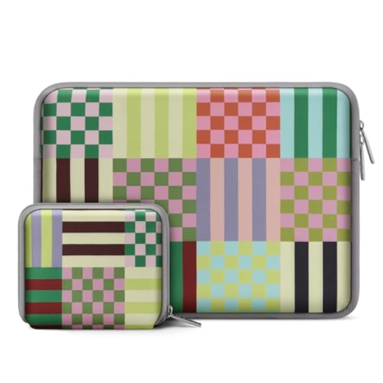 MOSISO Laptop Case 13.3 inch, 13-14 inch Laptop Sleeve Bag Compatible with MacBook Air/Pro 13/Pro 14, HP Dell Acer ASUS Lenovo Notebook,Neoprene Computer Bag with Small Case,Colorful Stripes&Checkered