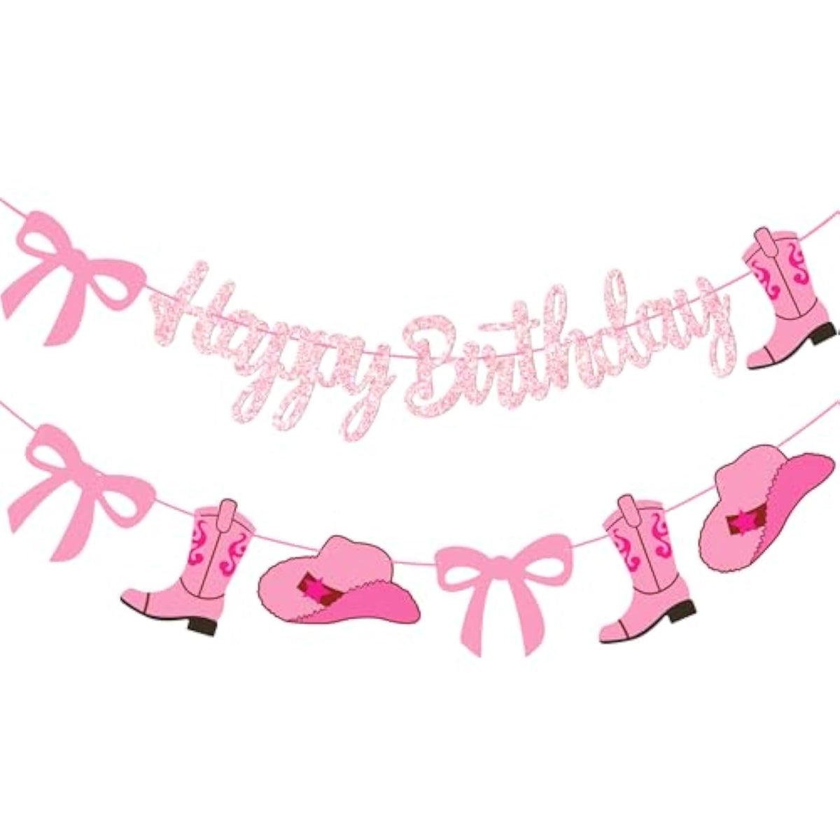 Cowgirl Coquette Bow Birthday Decorations 2Pcs Western Hat And Boots Party Banners Wild West Boots Birthday Decor Cowgirl Bow Themed Banner Supplies For Girls Baby Shower Party