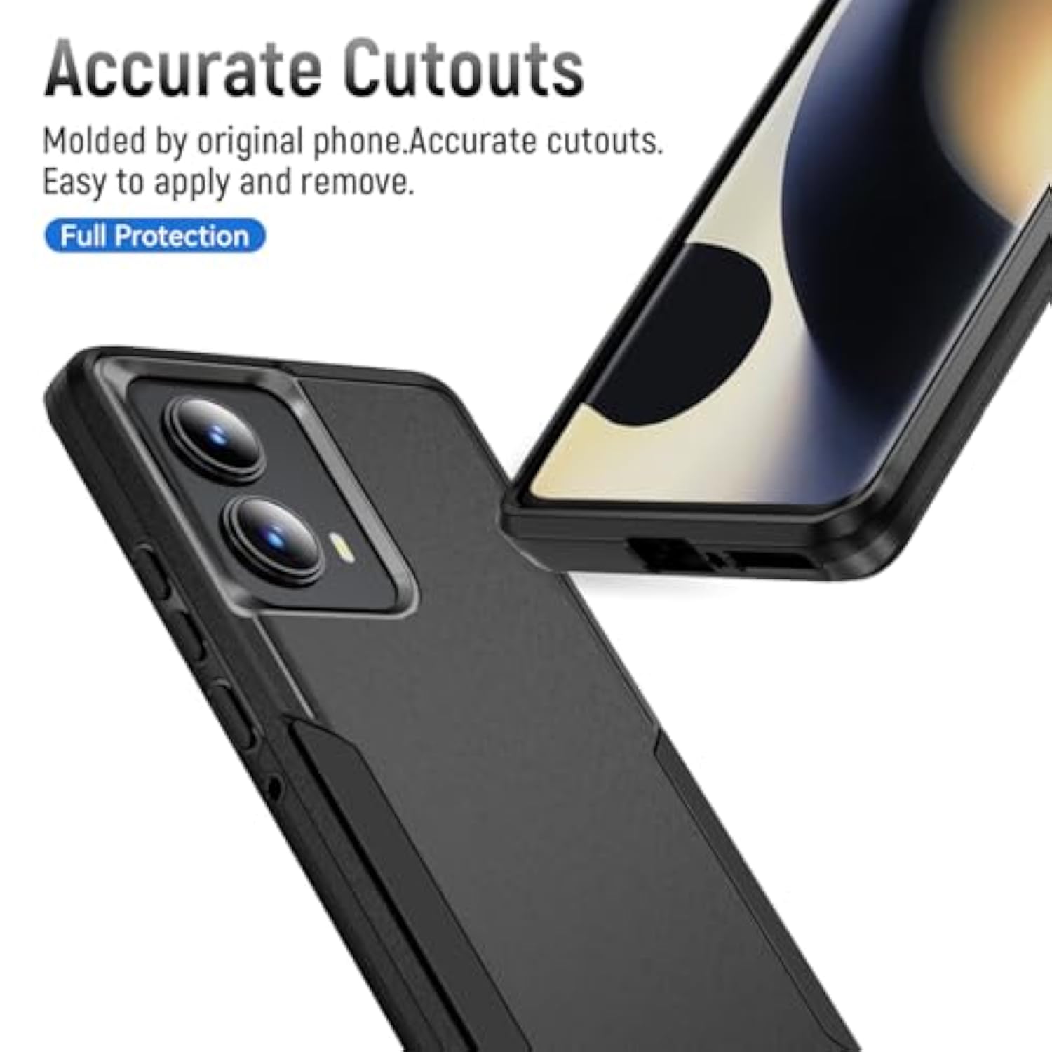 For Motorola Edge 2024 Case, With Hd Screen Protector [Military Grade Drop Tested] Heavy-Duty Tough Rugged Shockproof Protective Case For Moto Edge 2024, Black