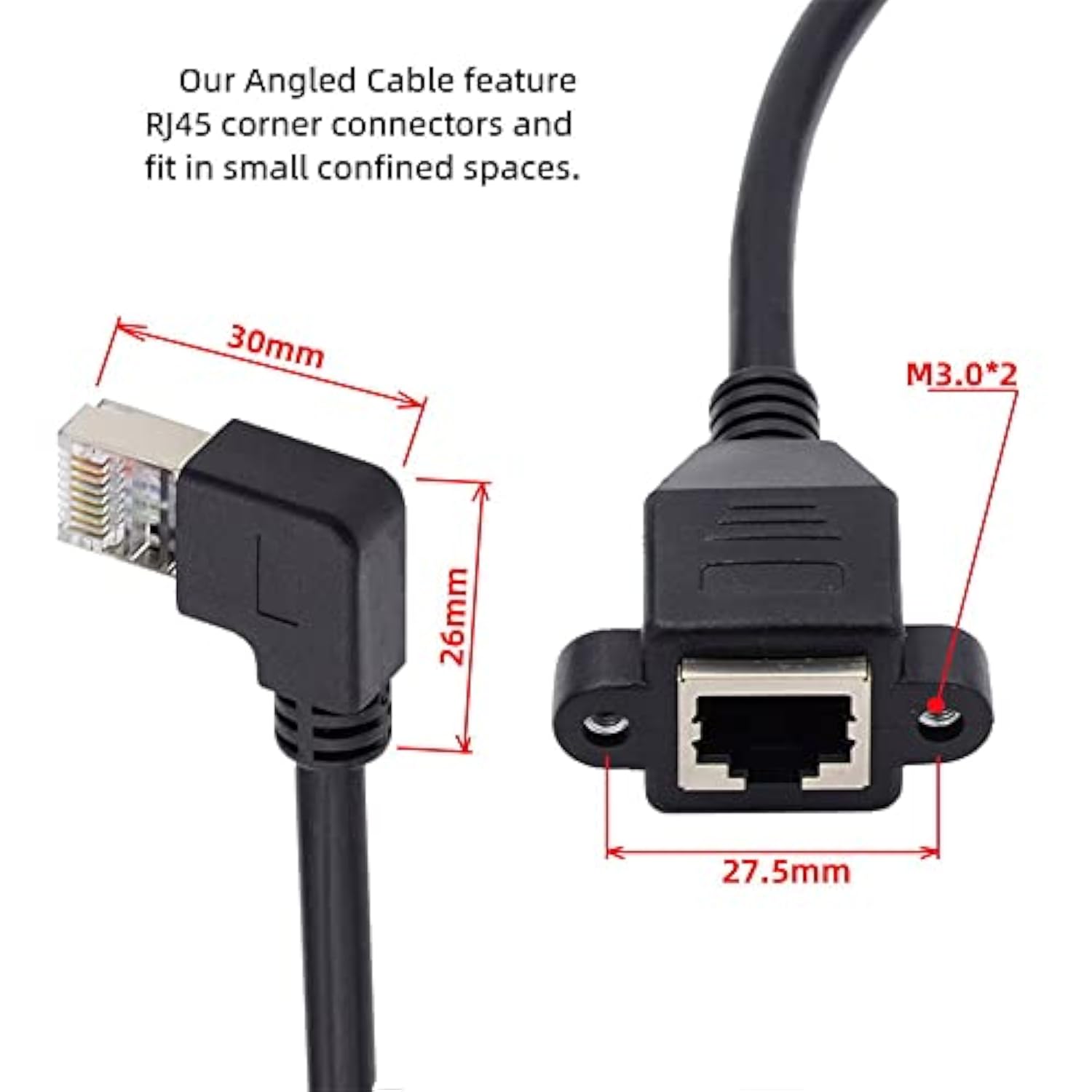 Left Angled 90 Degree 8P8C Ftp Stp Utp Cat6 Male To Female Lan Ethernet Networ