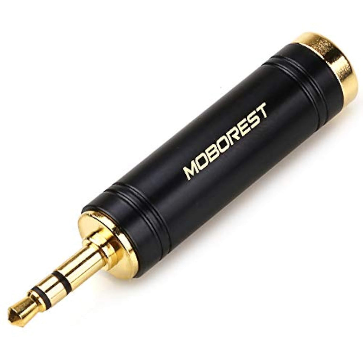 3.5Mm To 1/4'' Stereo Pure Copper Adapter, 1/8'' (3.5Mm) Male Plug To 1/4'' (6.35Mm) Jack Female Socket Adapter For Headphone Amp Adapte Black -1Pcs
