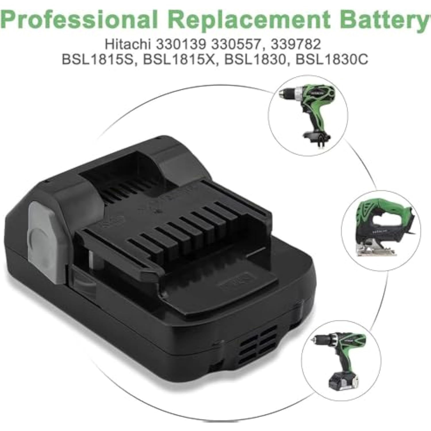 3.0Ah 18V Battery And Charger Set For Hitachi Bsl1815X Bsl1815S Bsl1830 Bsl1830C 330139 330557 339782 Li-Ion Replacement Battery