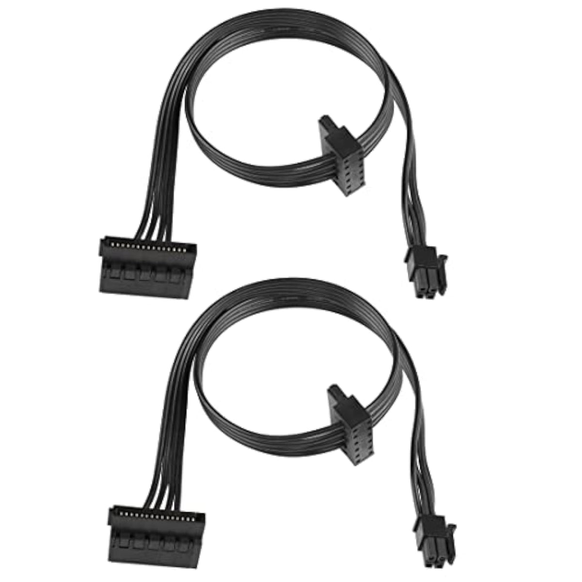 Motherboard Atx Mini 4-Pin To 2X Right-Angle 15 Pin Sata Power Splitter Cable