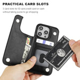 iPhone 16 Pro Wallet Case, Card Holder, PU Leather Kickstand, Shockproof Cover 6.3"