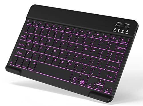 Backlit Bluetooth Keyboard Small Portable Wireless Keyboard Rechargeable Illuminated For Android Samsung Tablet Cell Phone Smartphone Ipad A16 11Th 10Th Generation Ipad Pro Air Mini Iphone (Black)