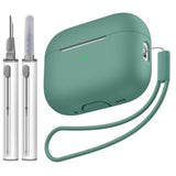 Compatible With Airpods Pro 2 Case, Soft Silicone Skin Cover Protective Cases With Cleaner Kit And Lanyard Compatible For Airpod Pro 2Nd Generation, Front Led Visible-Pine Green
