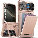 Rose Gold iPhone 16 Pro Case with Stand and Card Holder