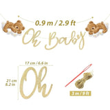 Oh Baby Banner Bear Baby Shower Neutral We Can Bearly Wait Gold Sign