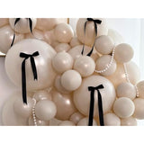 185Pcs Double Stuffed White Sand Balloon Arch Kit With Black Bows, Pearl White Balloons Different Sizes 18" 12" 10" 5" For Birthday Wedding Bridal Shower Party Baby Shower Decoration