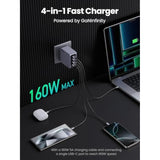 UGREEN Nexode Pro 160W GaN USB C Laptop Charger, 4-Port PD 3.1 PPS Fast Charger for MacBook Pro, Pixelbook, Dell XPS, iPad Pro, iPhone 17/16/15 Series, Galaxy S25/S24, Pixel 10/9, Steam Deck