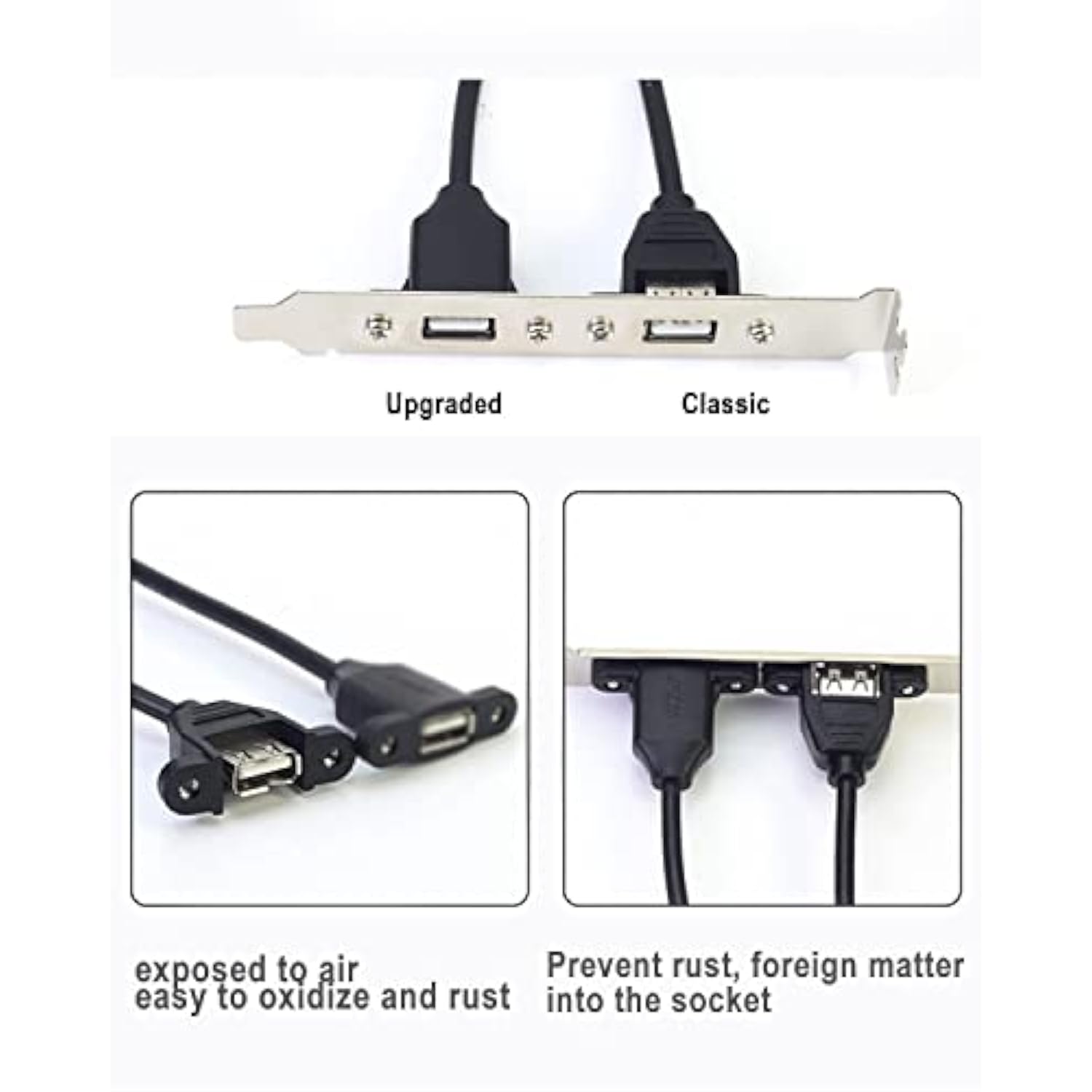 2Pack Usb2.0 Male To Female Extension Cable With Ears Can Be Fixed Various Cha