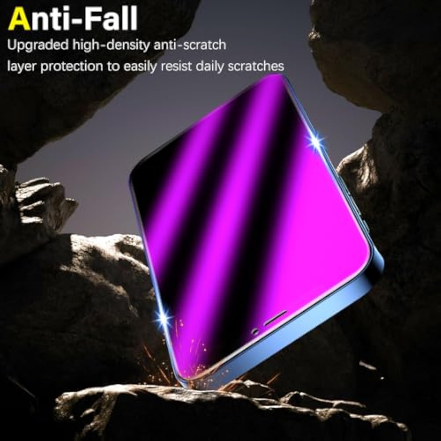 [2-Pack Privacy Screen Protector Designed For Iphone 12 Pro Max Anti-Blue Light Tempered Glass, Purple Anti-Spy, Eye Protection, Colorful Gradient