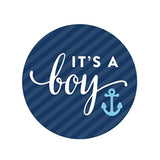 Nautical Baby Shower Collection, Round Circle Labels Stickers, Party & Co, It'S A Boy!, 40-Pack, For Ocean Sailor Bon Voyage Adventure Themed Party Favors, Gifts, Decorations