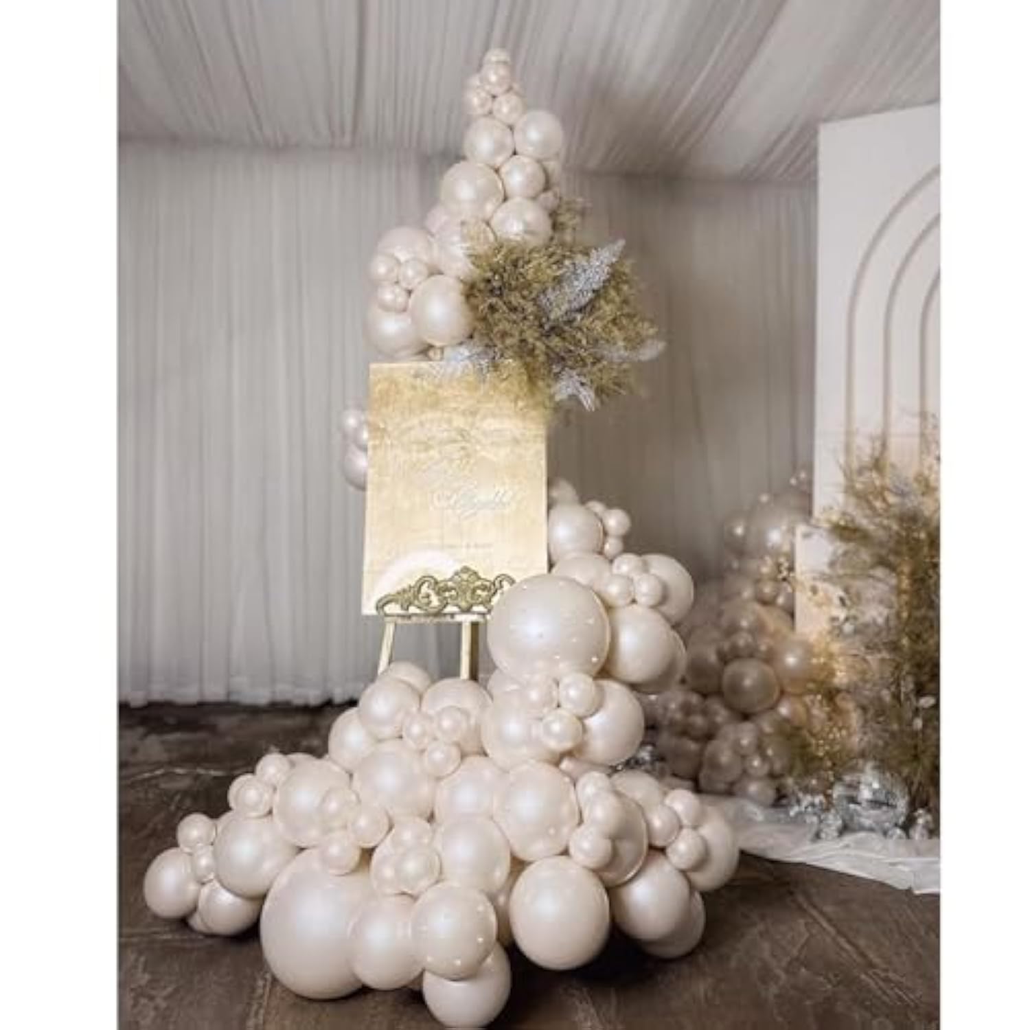 Pearl White Balloon Arch Kit with Double-Stuffed Balloons & Stickers