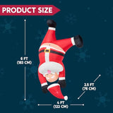 6 Ft Tall Hanging Christmas Santa Inflatables Decoration, Christmas Inflatable Santa Hanging Upside Down, Blow Up Yard D