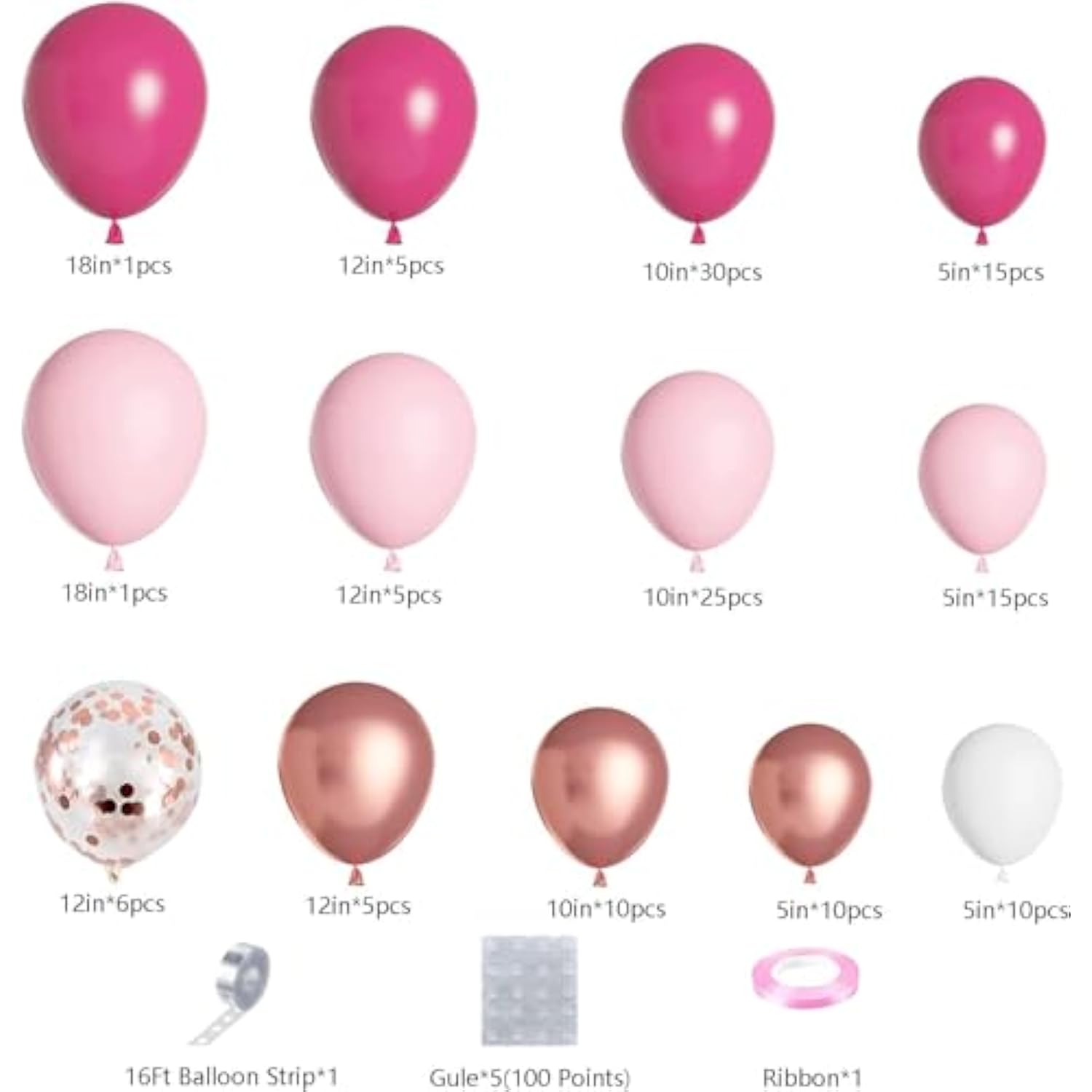 138Pcs Pink Balloon Arch Garland Kit With Different Size Pastel Hot Pi