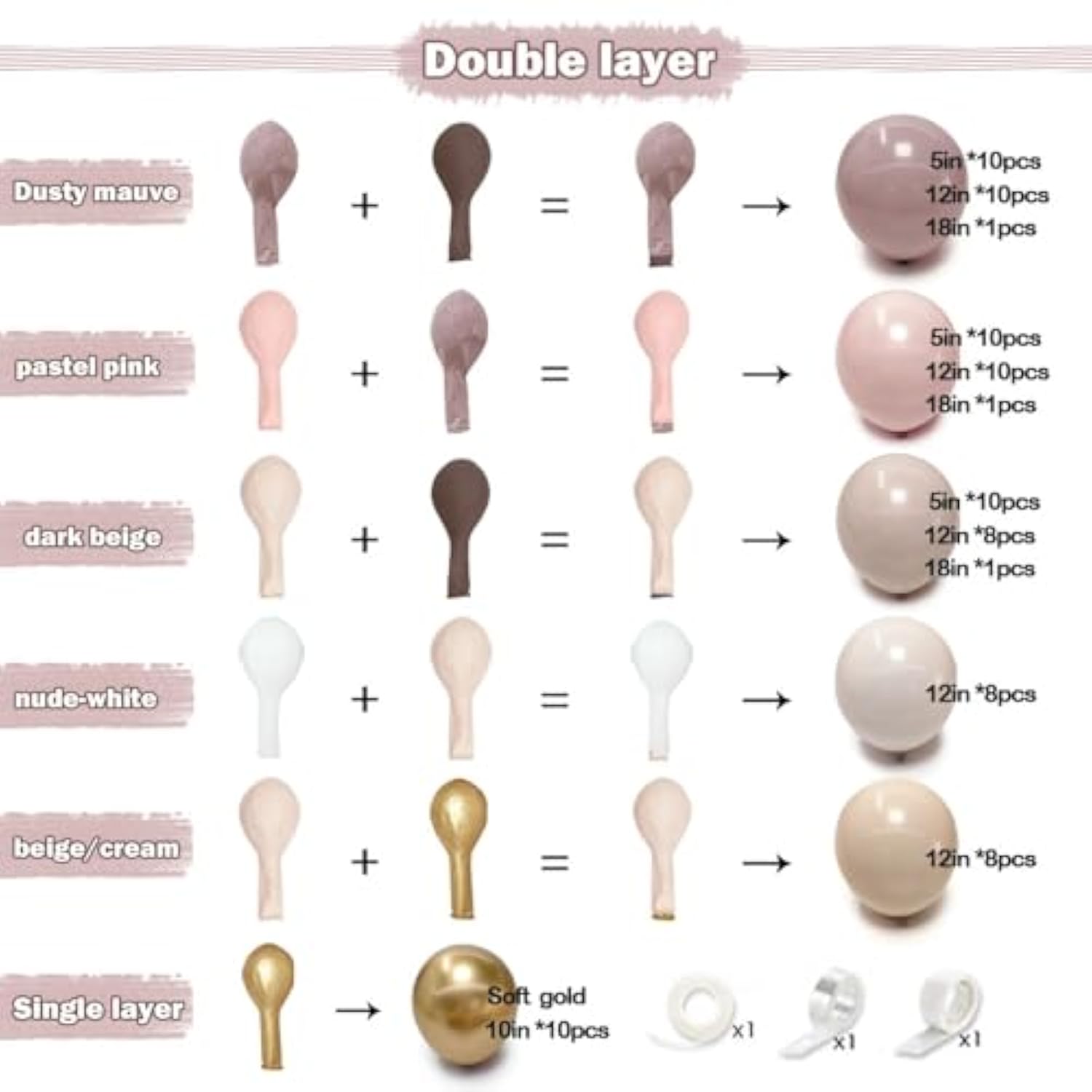 Dusty Pink Beige Balloon Arch Kit: Double Stuffed Boho Party Garland