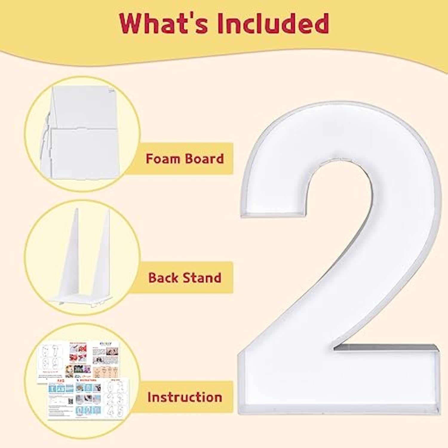 3Ft Mosaic Numbers For Balloons, Balloon Mosaic Number Frame, Marquee Number, 12Th 20Th Birthday Decorations, Second Anniversary Decor, Large Cardboard Numbers,Number 2 Balloon