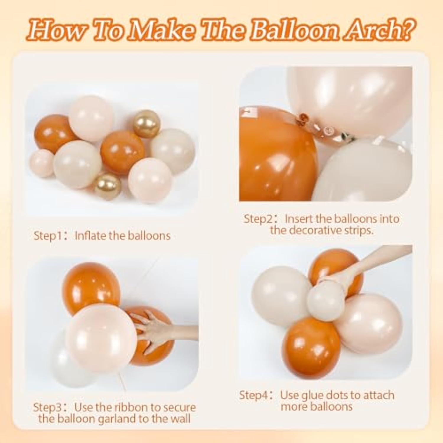 Fall Balloon Arch Garland Kit: Burnt Orange, Sand, & Gold - 166pcs