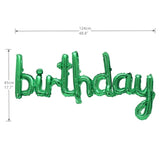 Happy Birthday Balloons Banner 16 Inch Hanging 3D Silver Foil Cursive Script Letter Balloons For Kids And Adults Birthday Party Decorations Supplies (Emerald Green)