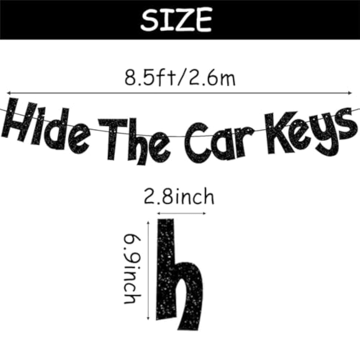 "Hide the Car Keys" Glitter Banner: 15th & 16th Birthday Party Decor