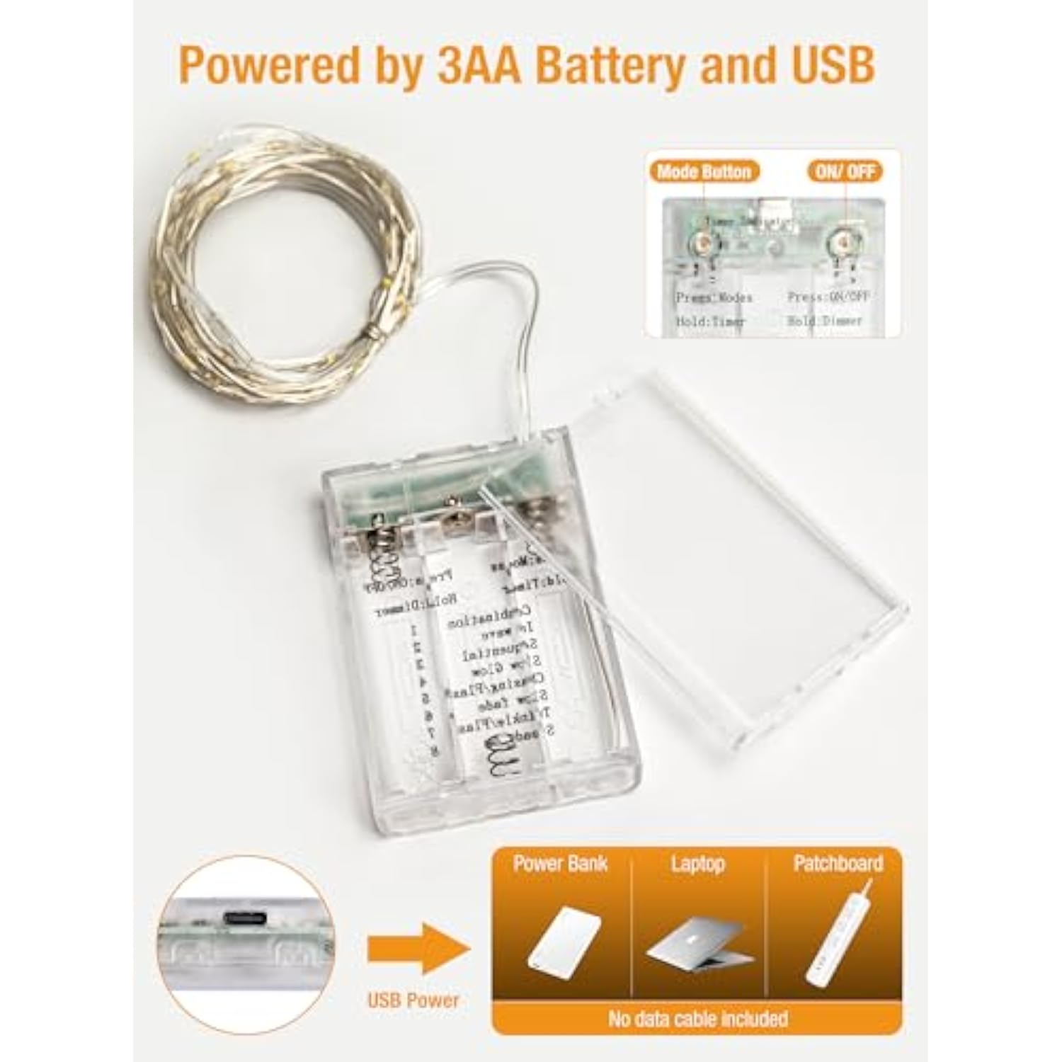 4 Pack Fairy Lights Battery Operated With Timer, 16.4 Ft 50 Led Silver Wire Twinkle String Lights 8 Modes Dimmable Water