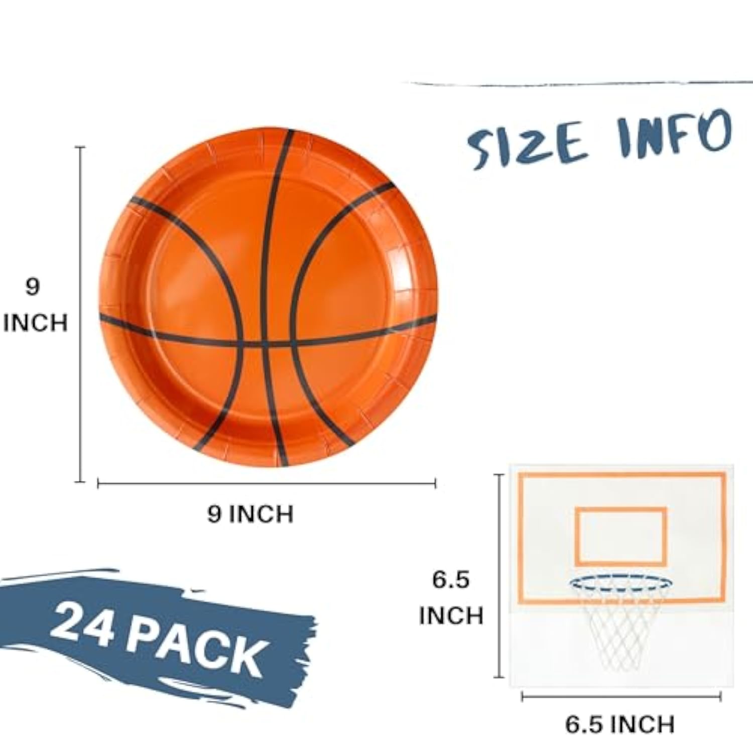 48Pcs Basketball Plates And Napkins Party Supplies - 24 Pk - 9 Inch Basketball Paper Plates 6.5 Inch Basketball Paper Napkins Basketball Birthday Party Decorations Decor