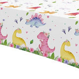 Dinosaur Birthday Party Supplies Tablecloth For Girl - Pink Dinosaur Baby Shower Decorations Table Cover, 3 Pack (54In X 108In)